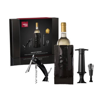 Vacu Vin Wijnset Premium - Zwart - 4 delige set
