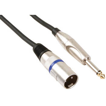 HQ-Power XLR-kabel 3-pin mannelijk/jack 6 meter rubber zwart