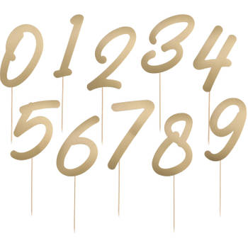 Folat taarttoppers cijfers Elegant True Blue 15 cm bamboe goud