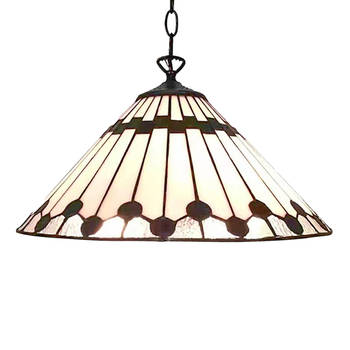 HAES DECO - Hanglamp Tiffany Wit, Bruin Ø 40 cm E27/max 1x60W
