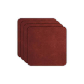 ASA Selection Onderzetters - Soft Leather - Red Earth - 10 x 10 cm - 4 Stuks