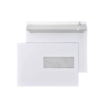 DULA - C5 Enveloppen A5 formaat wit - Met venster rechts - 229 x 162 mm - 50 stuks - Zelfklevend met plakstrip - 80 Gram