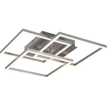 LED Plafondlamp - Trion Mibal - 28W - Aanpasbare Kleur - Afstandsbediening - Dimbaar - Rechthoek - Mat Nikkel -