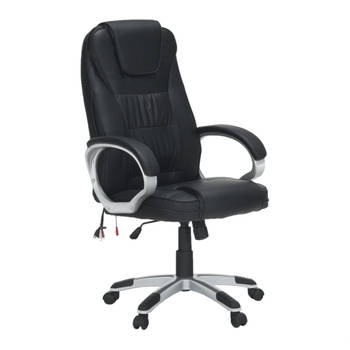 Lowander luxe bureaustoel met massagefunctie en stoelverwarming - elektrische massagestoel met verwarming - zwart