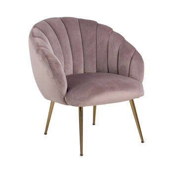 Dany fauteuil loungestoel oudroze, messingkleurig.