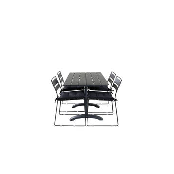 Denver tuinmeubelset tafel 70x120cm en 4 stoel Lina zwart.