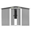 The Living Store Metalen Schuur - Grijs - 257 x 489 x 181 cm - Met schuifdeur en ventilatieopeningen