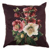 Clayre & Eef Kussenhoes 45x45 cm Bruin Rood Polyester Vierkant Bloemen Sierkussenhoes Bruin Sierkussenhoes