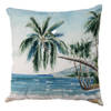 Clayre & Eef Kussenhoes 45x45 cm Blauw Groen Polyester Palmbomen Sierkussenhoes Blauw Sierkussenhoes