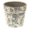 HAES DECO - Bloempot Ø 16x15 cm Grijs Beige Keramiek Bloemen Bloempot binnen Plantenpot Plant pot