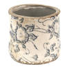 HAES DECO - Bloempot Ø 8x7 cm Grijs Beige Keramiek Bloemen Bloempot binnen Plantenpot Plant pot