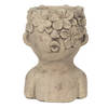 Clayre & Eef Bloempot Hoofd 17x16x25 cm Grijs Steen Bloemen Bloempot binnen Grijs Bloempot binnen