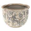 HAES DECO - Bloempot Ø 21x15 cm Grijs Beige Keramiek Bloemen Bloempot binnen Plantenpot Plant pot