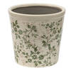 HAES DECO - Bloempot Ø 16x16 cm Groen Beige Keramiek Bloemen Bloempot binnen Plantenpot Plant pot