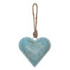 Clayre & Eef Hanger Hart 10x10 cm Blauw Ijzer Bloem Woondecoratie Blauw Woondecoratie