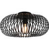 LED Plafondlamp - Plafondverlichting - Trion Johy - E27 Fitting - Rond - Industrieel - Mat Zwart - Aluminium - 40cm