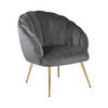 Dany fauteuil loungestoel donkergrijs, messingkleurig.