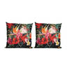2x Bank/sier kussens donkergroen met tropische bloemen print voor binnen en buiten 45 x 45 cm - Sierkussens
