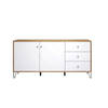 Touch dressoir 2 deuren, 3 laden eiken decor, wit mat.