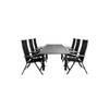 Albany tuinmeubelset tafel 100x160/240cm en 6 stoel L5pos Albany zwart, grijs.