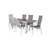 Albany tuinmeubelset tafel 90x160/240cm en 6 stoel Copacabana wit, grijs.