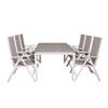 Levels tuinmeubelset tafel 100x160/240cm en 6 stoel Break wit, grijs.