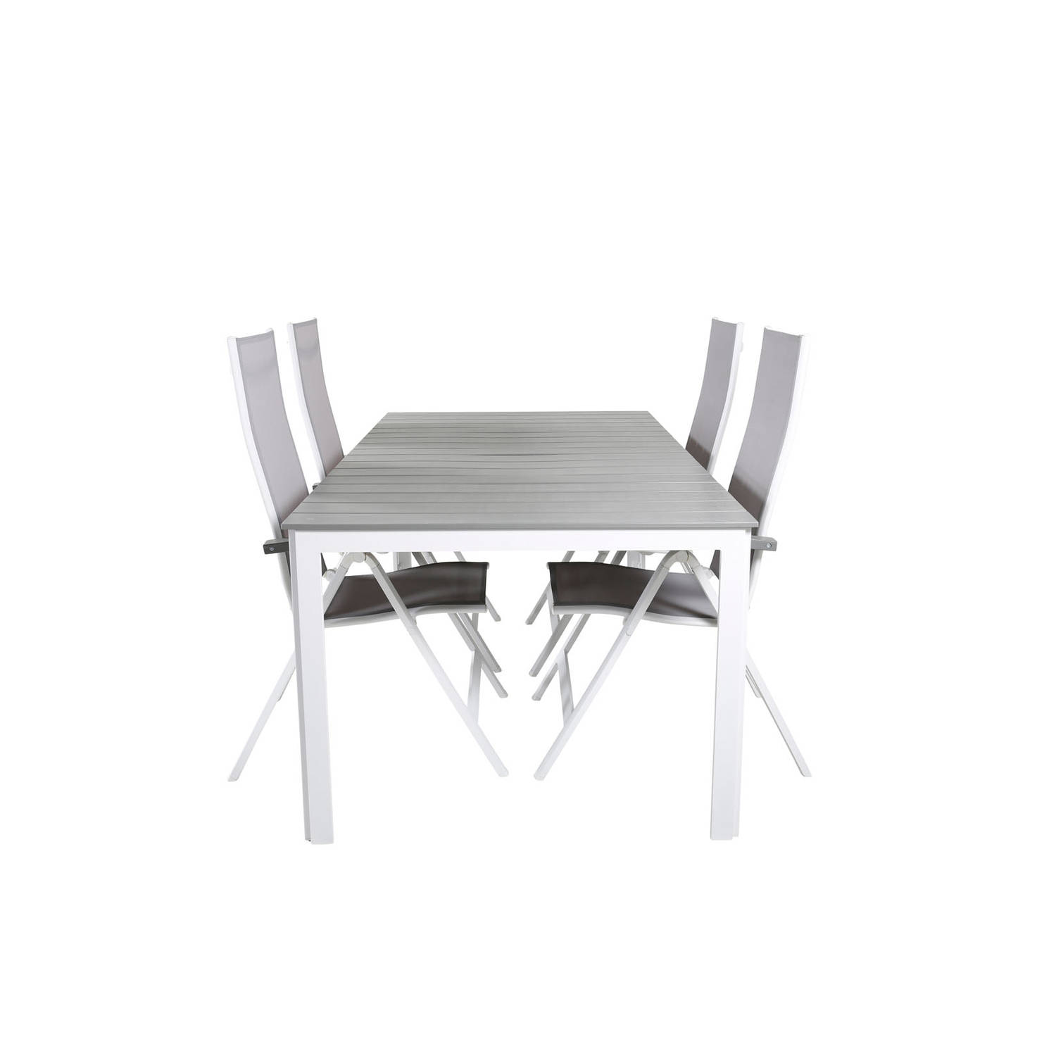 Parma tuinmeubelset tafel 100x200cm en 4 stoel Albany wit, grijs.