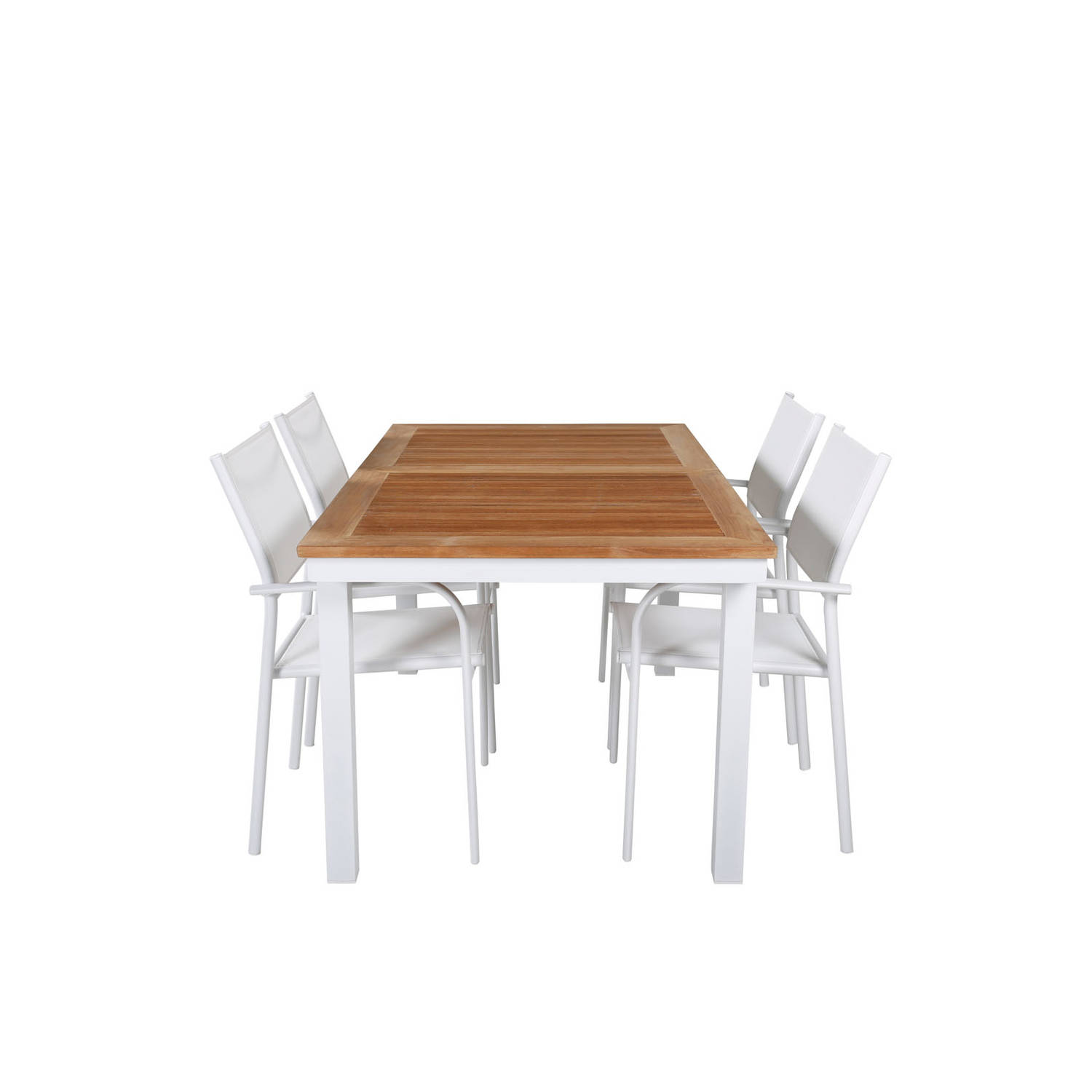 Panama tuinmeubelset tafel 90x152/210cm en 4 stoel Santorini wit, naturel.