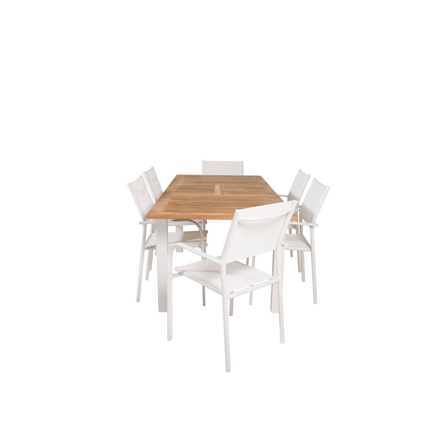 Panama tuinmeubelset tafel 90x152/210cm en 6 stoel Santorini wit, naturel.