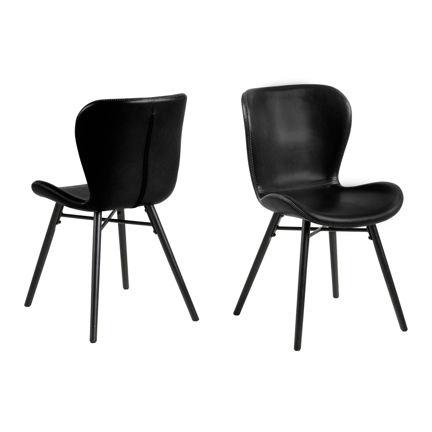 Set van 2 kunstlederen stoelen Tilda met schuine poten zwart
