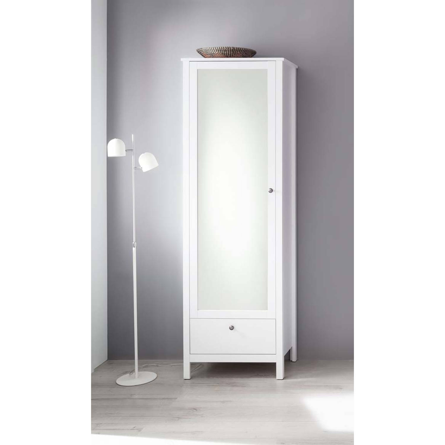 wol Op grote schaal Uitstekend Orla kledingkast 1 deur en 1 lade, wit, spiegelglas. | Blokker