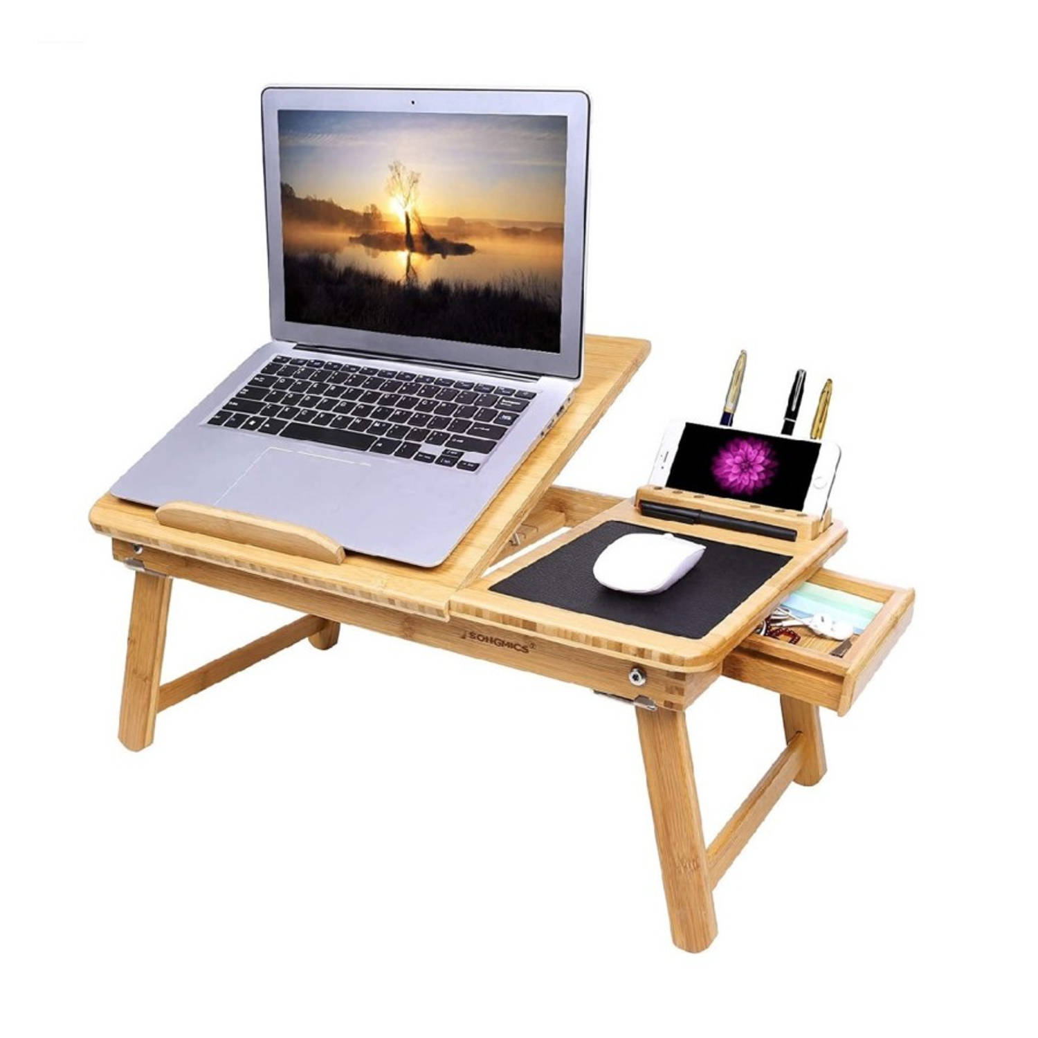 iBella Living inklapbare laptoptafel verstelbare bedtafel met telefoonhouder