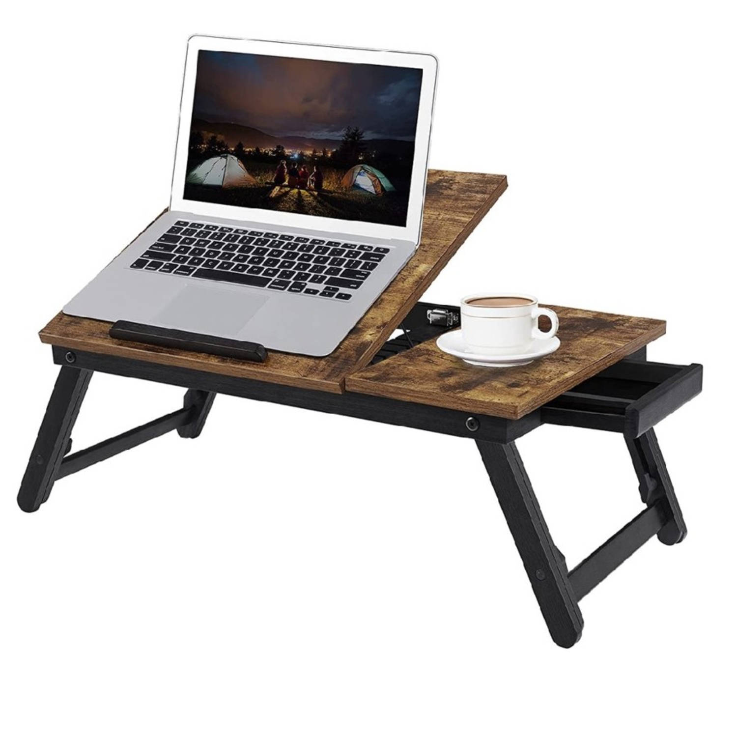 iBella Living opklapbare laptoptafel zwart bruin tot 15,6-inch