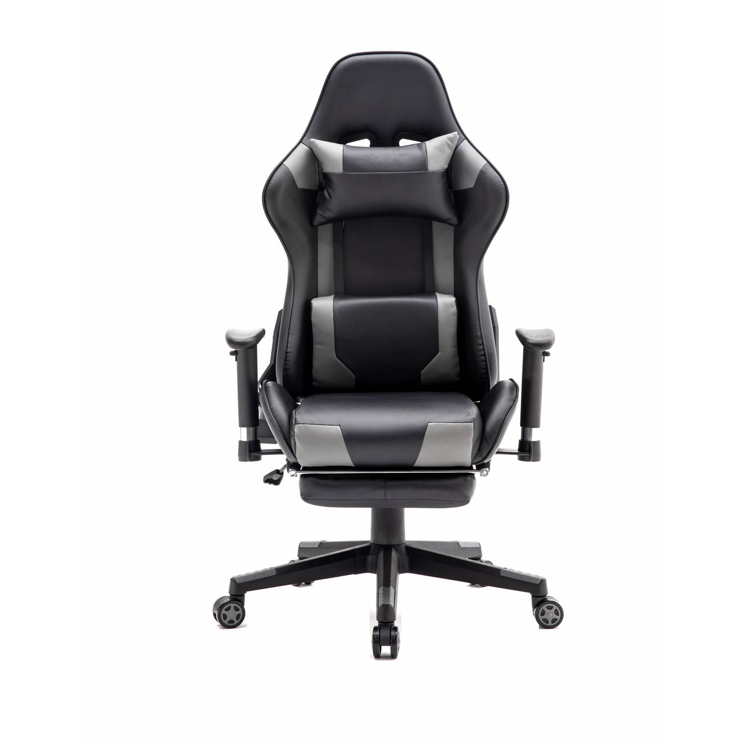 Gamestoel met voetsteun Thomas - bureaustoel - ergonomisch verstelbaar - zwart grijs
