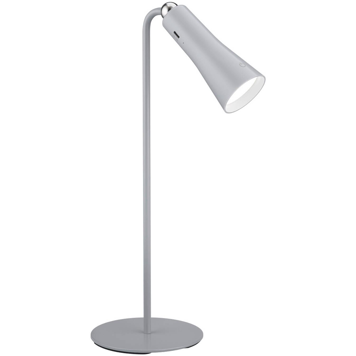 LED Bureaulamp - Trion Moxi - - Warm Wit 3000K - Oplaadbaar - Mat Grijs - Aluminium Blokker