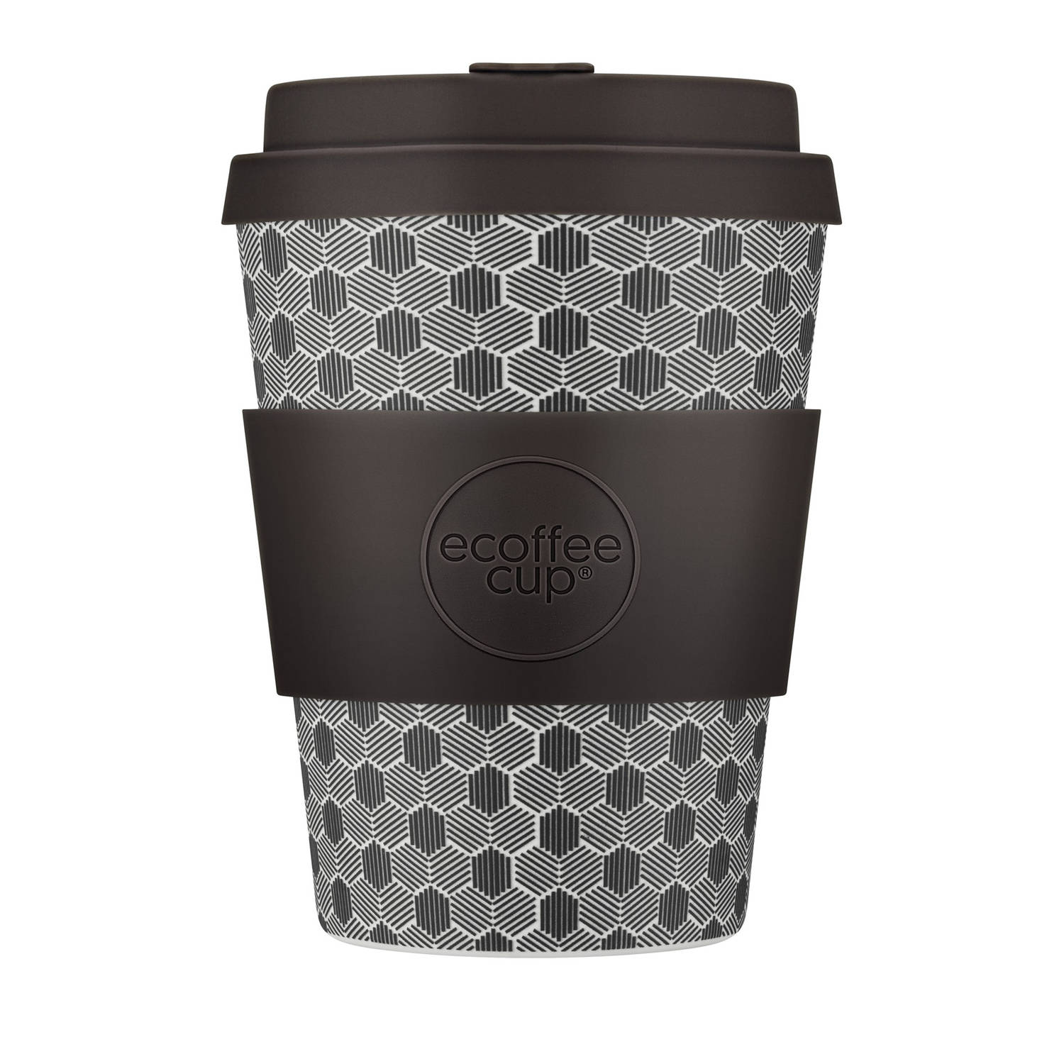 Ecoffee Cup Fermi&apos;s Paradox PLA - Koffiebeker to Go 350 ml - Donkerbruin Siliconen