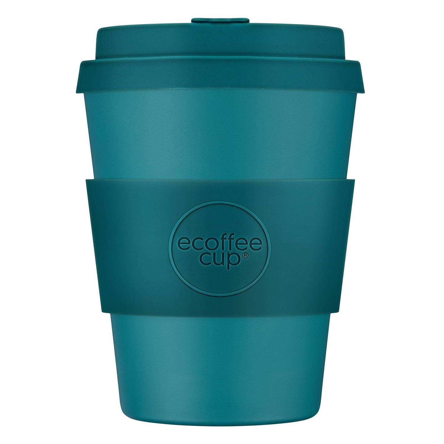 motor plotseling Durven Ecoffee Cup Bay of Fires PLA - Koffiebeker to Go 350 ml - Petrol Siliconen  | Blokker
