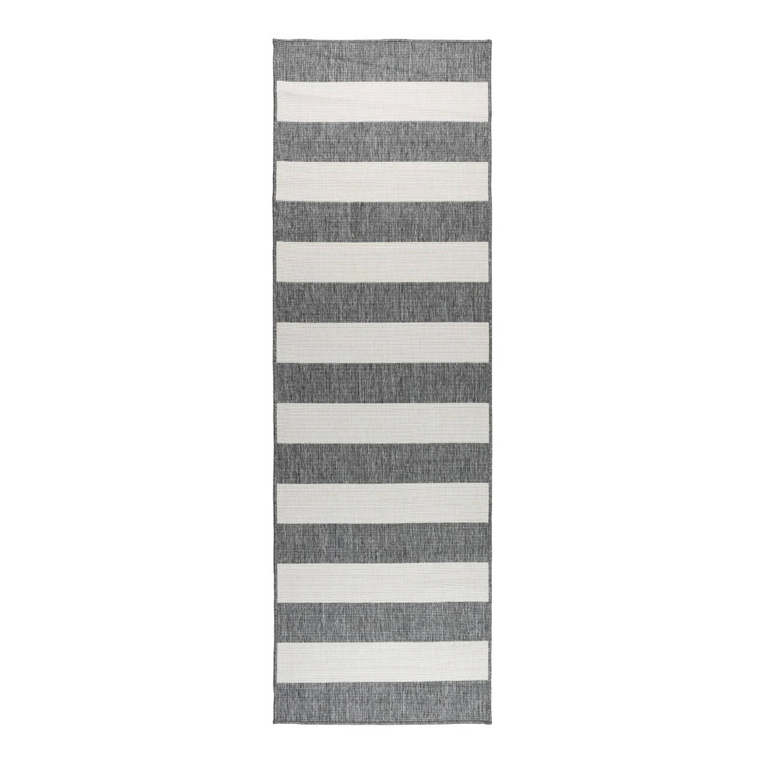 Buiten loper - Balkonkleed Stripes - Grijs/Wit - dubbelzijdig - EVA Interior - 80 x 250cm (M)