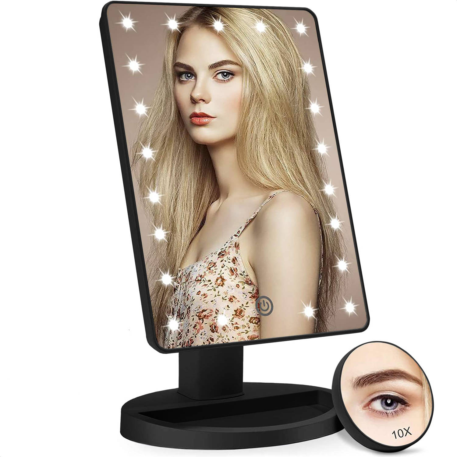 Strex Make Up Spiegel Met Led Verlichting 3 Verlichtingsmodus 3-5x Vergroting 360° Verstelbaar