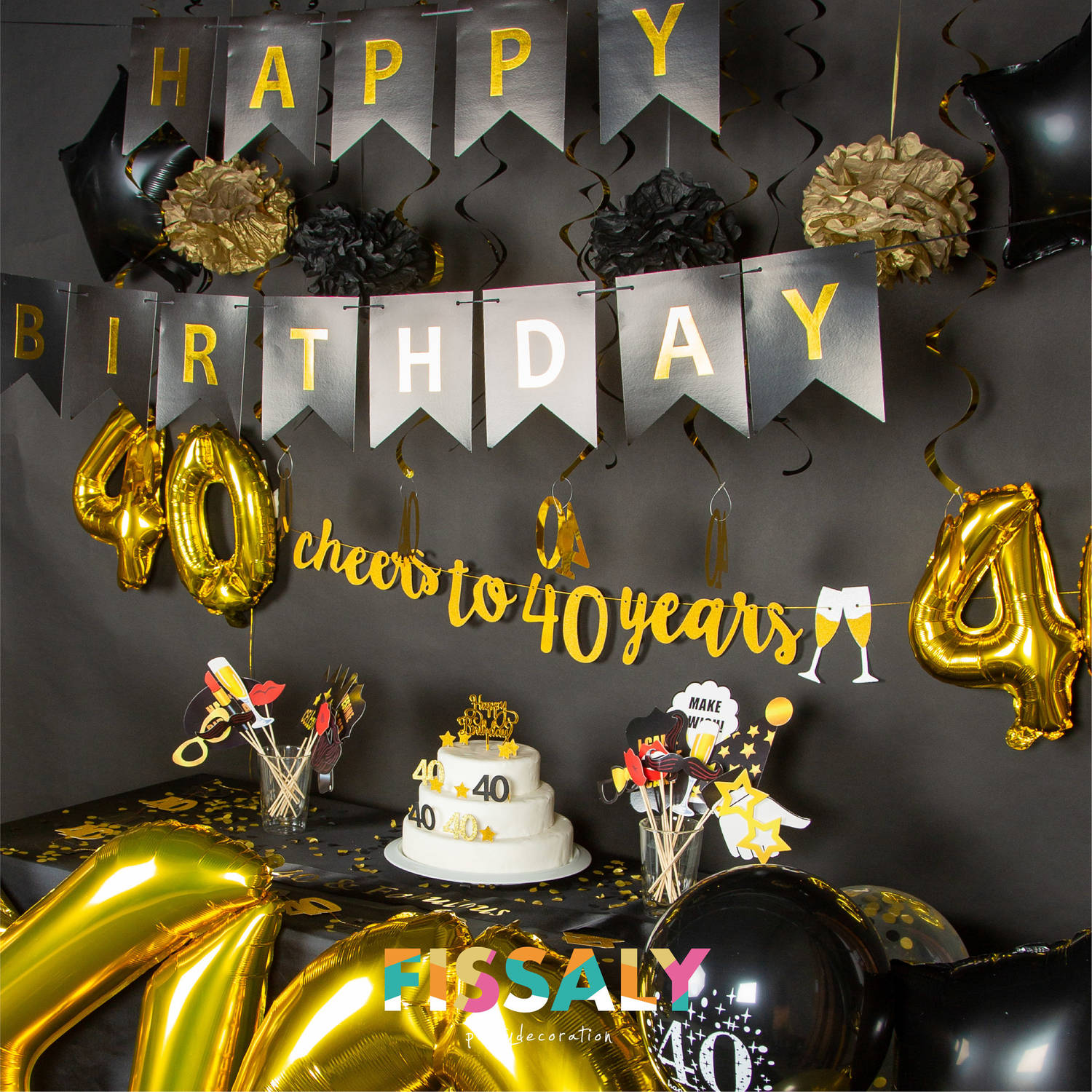 Fissaly® Décoration Anniversaire 90 Ans - Ballons - Anniversaire Homme &  Femme - Zwart