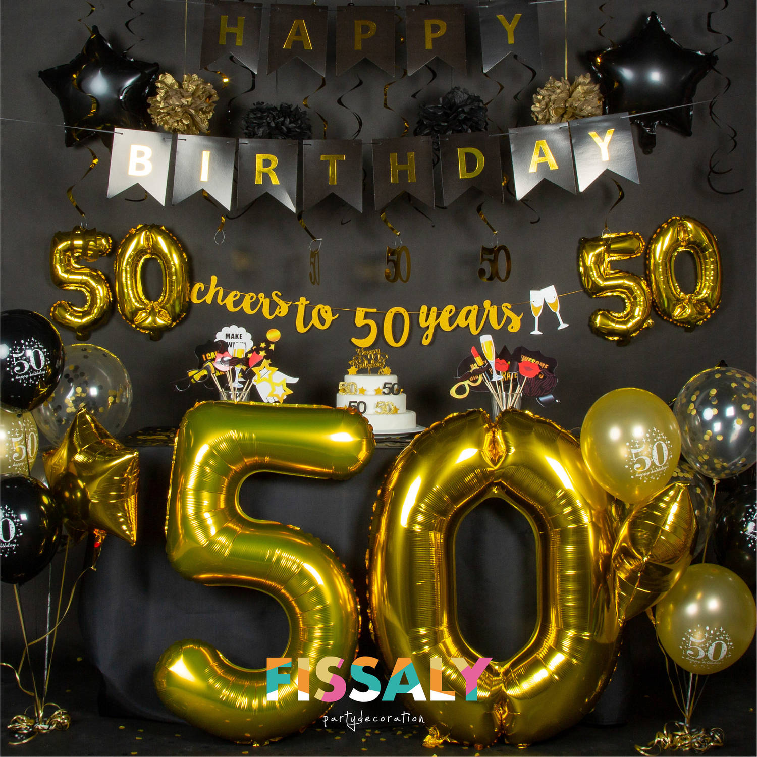 geweer Eigenaardig lokaal Fissaly® 50 Jaar Sarah & Abraham Verjaardag Decoratie Versiering –  Ballonnen – Jubileum Man & Vrouw - Zwart en Goud | Blokker