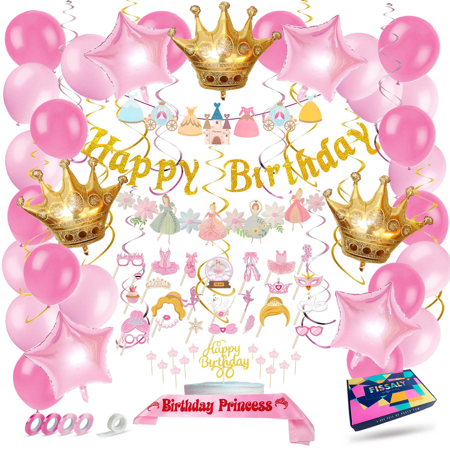 Fissaly® 78 Stuks Prinses Sprookjes Verjaardag – Kinderfeestje Meisje Decoratie – Feest Pakket | Blokker