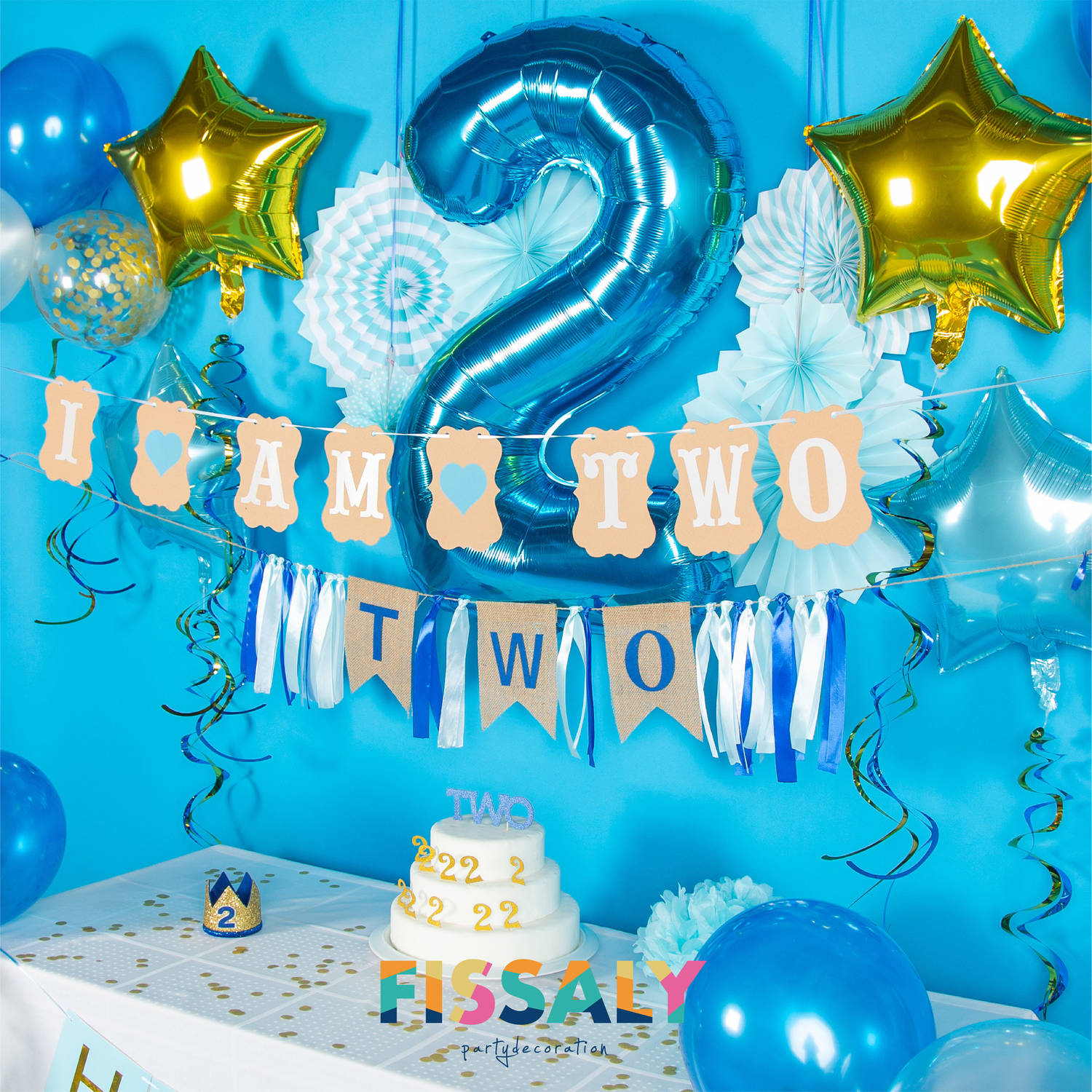 Ik heb een contract gemaakt volwassen Continent Fissaly® Kind 2 Jaar Verjaardag Versiering Jongen XXL – Happy Birthday  Decoratie Incl. Ballonnen – Blauw | Blokker