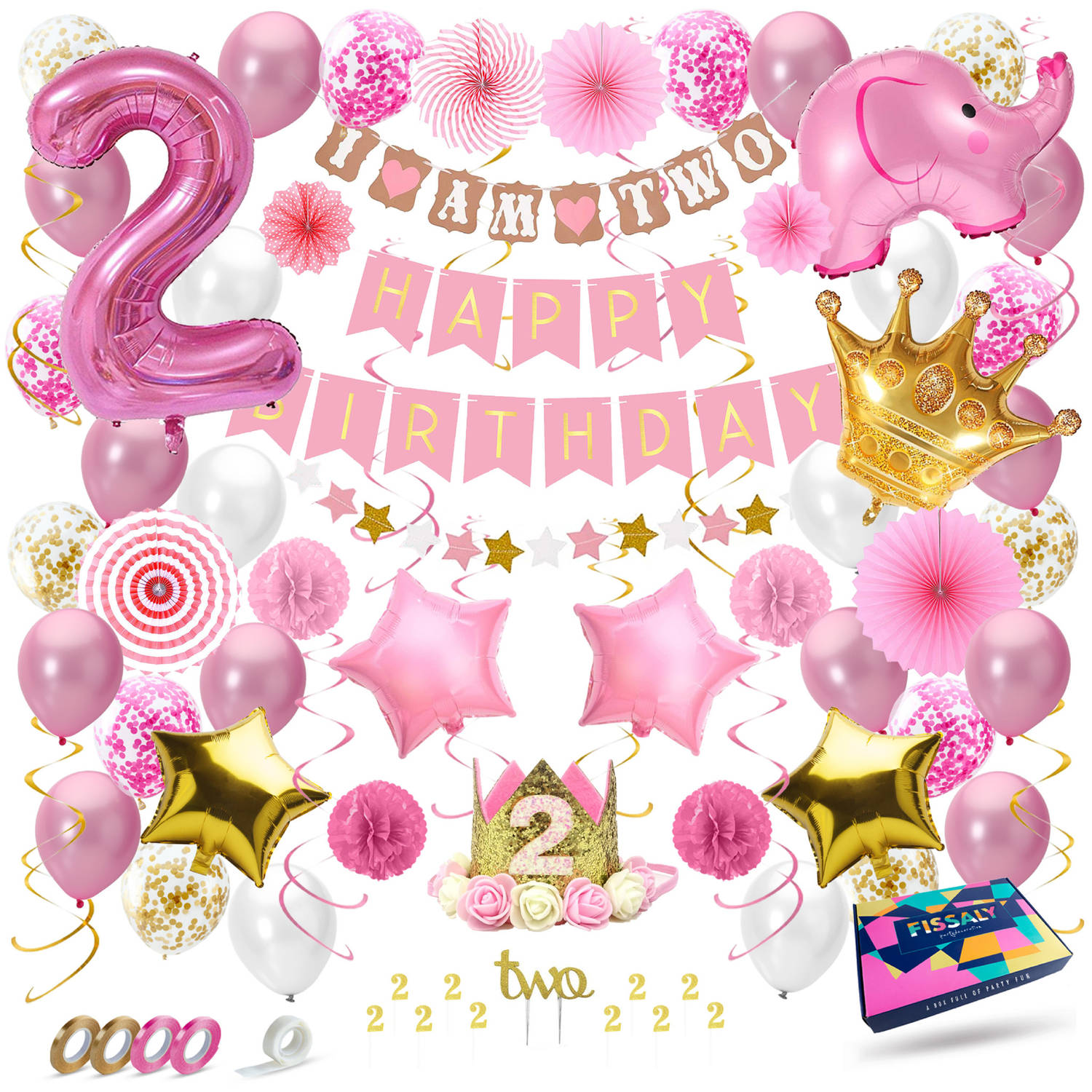 een schuldeiser accu Harnas Fissaly® Kind 2 Jaar Verjaardag Versiering Meisje XXL – Happy Birthday  Decoratie Incl. Ballonnen – Roze | Blokker