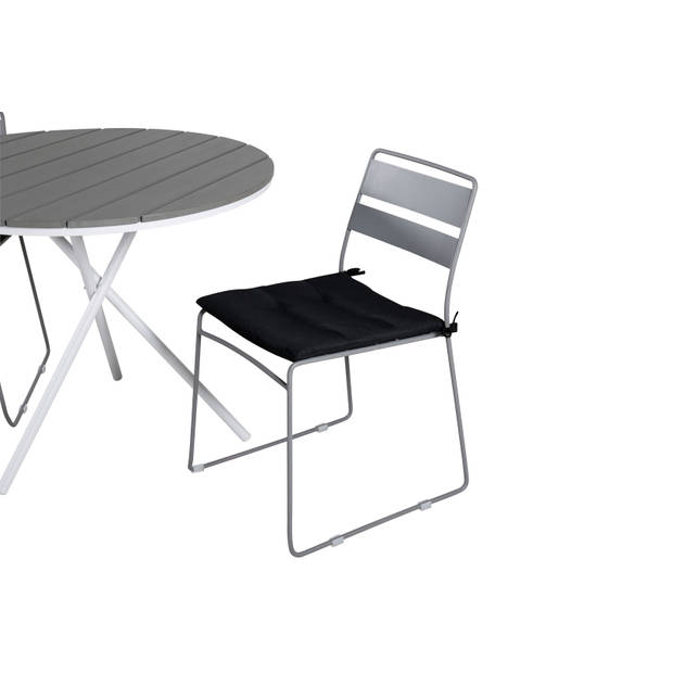 Parma tuinmeubelset tafel Ø90cm en 2 stoel Lina grijs, gebroken wit.