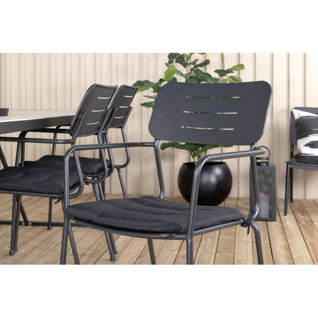 Texas tuinmeubelset tafel 100x200cm en 6 stoel Nicke groen, zwart, grijs, naturel.
