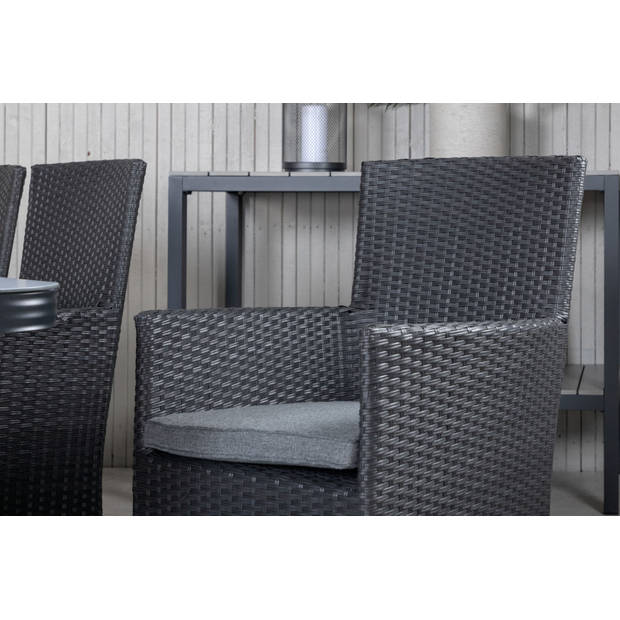 Virya tuinmeubelset tafel 100x200cm en 6 stoel Malin zwart, grijs.