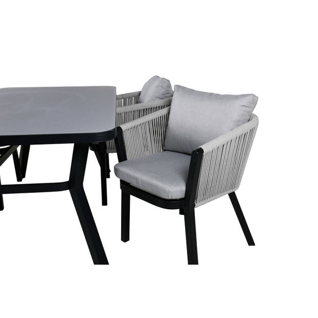 Virya tuinmeubelset tafel 90x160cm en 4 stoel Virya wit, zwart, grijs.