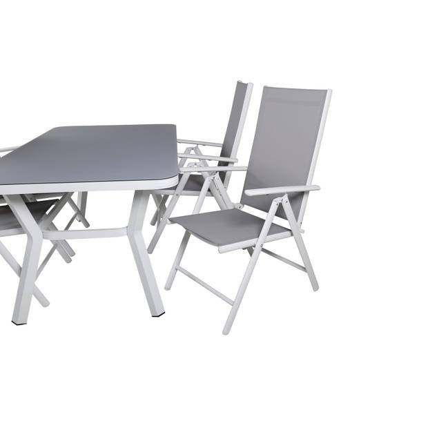 Virya tuinmeubelset tafel 90x160cm en 4 stoel Break wit, grijs.