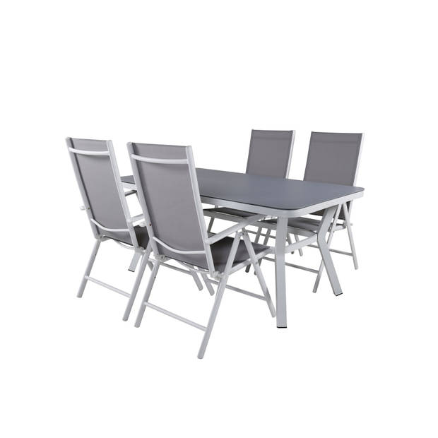Virya tuinmeubelset tafel 90x160cm en 4 stoel Break wit, grijs.